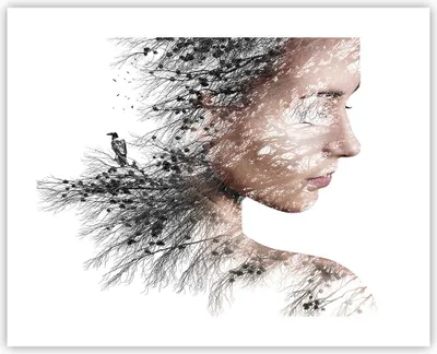Produktbild von Poster - Poster ohne Rahmen - Frau doppelt Belichtung - 50x40 cm - Wand Bild - Wanddeko - Wandbilder - Kunstposter - Wandposter - Bilder - Kunstdruck - Wanddekoration - Wandbild - P2XAA50x40-4338
