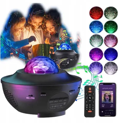 Obrázek produktu pro LED projektor hvězdné oblohy, hudební projekční lampa s hvězdným světlem na dálkové ovládání/Bluetooth/časovač/reproduktor, dětské oceánské vlny