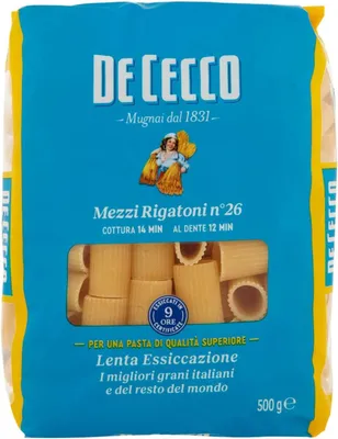 Produktbild von De Cecco Mezzi Rigatoni N°26 - Nudeln aus Hartweizengrieß (10 x 500 g)
