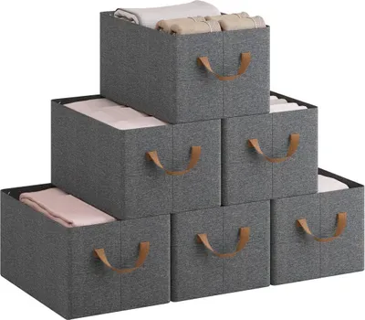 Produktbild von WOLTU Aufbewahrungsboxen 6 Stück, Organizer Box, Stapelboxen faltbar, Grau : 20L(37,5x26x20 cm) Größe: 20L(37,5x26x20 cm)