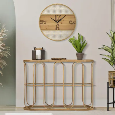 Obrázok produktu pre Konzolový stolík zo železa a hnedého dreva 110x32x77 cm