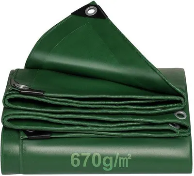 Productafbeelding van Afdekzeil 670 g/m² Waterdicht - Premium PVC-zeildoek - Scheurbestendig - Versterkte Randen - Beschermzeil voor Vrachtwagen - Hout/Aanhanger/Zwembad - Zeil