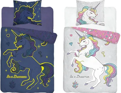 Produktbild von Im Dunkeln leuchtendes Einhorn-Bettwäscheset 160x200