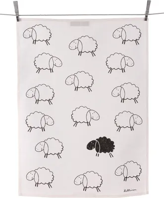 Produktbild von Triolino Halbleinen Geschirrtuch Schwarzes Schaf Format 50 cm x 70 cm