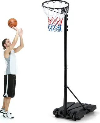 Produktbild von GOPLUS Basketballkorb Outdoor, Korbhöhe von 260 bis 305 cm verstellbar, Basketball Korb ohne Rückwand, Basketball Ständer tragbar mit Rollen, Basketball Hoop für Jugendliche Erwachsene