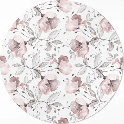 Produktbild von Schöne gemalte Aquarellblumen Pflanzen – Vinyl Küchenteppich – fi 50cm – Rutschfest, pflegeleicht & langlebig