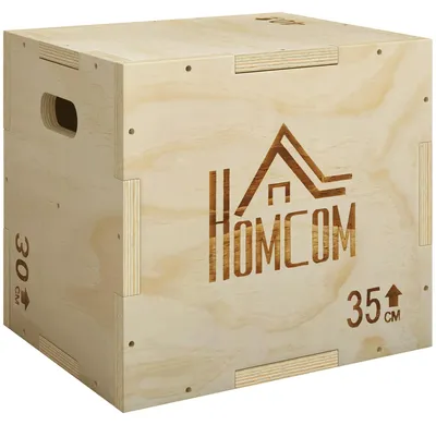 Produktbild von 3-in-1 Plyo Box Holz Plyometrische Sprungbox mit 3 Sprunghöhen Griffen 40,5 x 35,5 x 30,5cm Naturholz