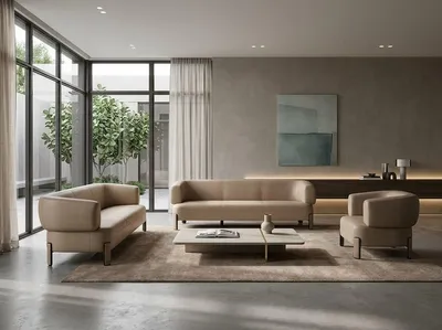 Productafbeelding van Sofa 3-Sitzer Sessel grau modern elegant funktional ergonomisch, AI-gegenereerde afbeelding