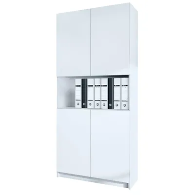 Produktbild von InnoFurn Aktenschrank Elona M2, Büroschrank mit Soft-Close & Push-to-Open, Aufbewahrungschrank, Büro, Home Office, Weiß matt (82 x 184 x 37 cm)