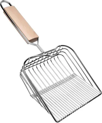 Image de Pelle pour litière pour chat, en métal avec long manche en bois