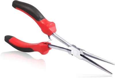 Productafbeelding van Naaldneustang Lang Bereik - Fijne Tang - Sieraden Maken - Hoge Hefboomwerking - 7.5 Inch - Rood Zwart