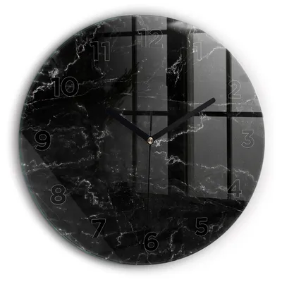 Produktbild von Wallfluent Große Wanduhr – Stilles Quarzuhrwerk - Uhr Dekoration Wohnzimmer Schlafzimmer Küche - Zifferblatt - schwarze Zeiger - 60 cm - Schwarzer Marmor