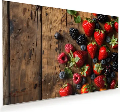 Produktbild von Glasbild 75x50cm in XXL für Wohnzimmer, Schlafzimmer Motiv Frische Beeren Exquisit