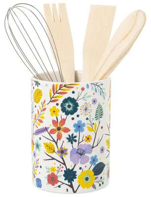 Keramik-Siliconenhalter mit Blumen 11 x 23 cm