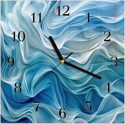Produktbild von Wanduhr aus Glas mit Motiv Wellenfließend- 30 x 30 cm - inkl. Aufhängesystem