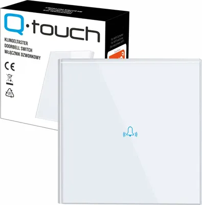 Produktbild von Glas Touch Klingeltaste Wandtaste 1-Fach Taster LED weiß