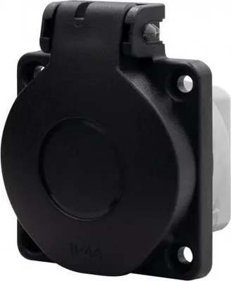 Obrázek produktu pro Vestavná zásuvka 16A 250V 2P+Z IP44 - B černá F-ELEKTRO 71091