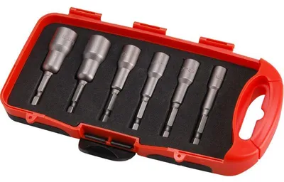 Zdjęcie produktu dla Klucze nasadowe do wiertarek, zestaw 6 sztuk, 6-13 mm, długość 65 mm, CrV