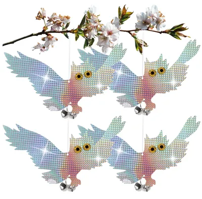 Produktbild von com-four® 4x Eulenattrappe, tierwohlfreundliche Vogelabwehr