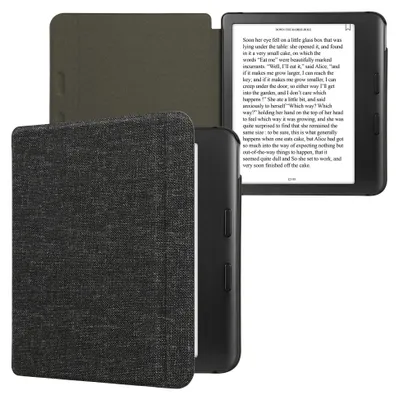 Produktbild von kwmobile Hülle kompatibel mit Kobo Kobo Libra Colour / Tolino Vision Color - Stoff eReader Schutzhülle Cover Case - Dunkelgrau