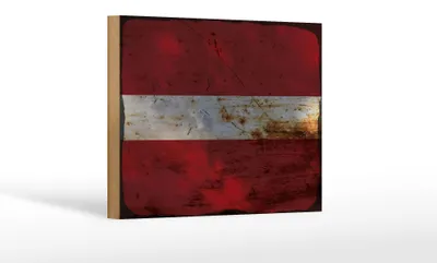 Produktbild von Holzschild Flagge Lettland 18x12 cm Flag of Latvia Rost Dekoration