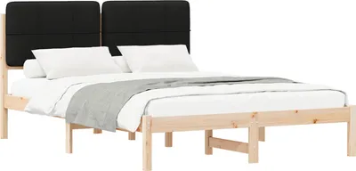 Produktbild von Bettgestell mit gepolstertem Kopfteil Schwarz 150 x 200 cm