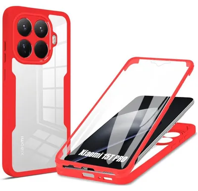 Image de Coque pour Xiaomi Redmi 15C 4G/5G, Protection Intégrale Avant et Arrière Double Face - Bordure Rouge