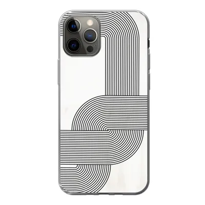 Produktbild von MuchoWow® Handyhülle Schutzhülle Hülle für iPhone 12 Pro Kunst - Schwarz - Weiß - Linie Silikon Softcase Handy Hülle - Abdeckung