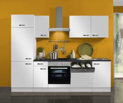 Produktbild von Küchenblock Lagos 270 cm mit Einbauspüle ohne Elektrogeräte in weiß glänzend (Geschirrspüler geeignet)