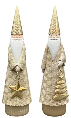 Productafbeelding van Elegante kerstmanbeeldjes, ster en kerstboom, goud, 23 cm