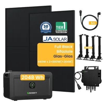 Produktbild von Balkonkraftwerk Speicher Growatt NOAH 2000 mit Halterung, 1800W PV-Eingangsleistung IP66 für Balkonkraftwerk (NOAH 2000 * 1+NEO800W+880W+2*Halterung)