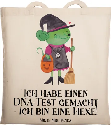 Produktbild von Mr. & Mrs. Panda Tote Bag Halloween Hexe - Transparent - Geschenk, Shopping Tasche, Spruch, Gruselparty, Feiertagsfeiern, Dankbarkeit, Beutel, Laptoptasche, Geister