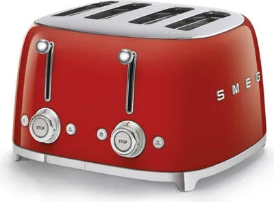 Produktbild von Smeg TSF03RDEU, 4 Scheibe(n), Rot, Stahl, Tasten, Niveau, Drehregler, 50's Style, China