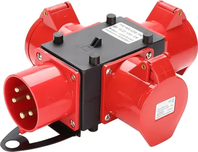 Obrázok produktu pre Jiubiaz Rozvodná doska Stavebný rozvod elektrickej energie 3 x CEE 400V/32A IP44 CEE zásuvka 5 pólov s bezpečnostnými sklopnými vekami pre stavenisko
