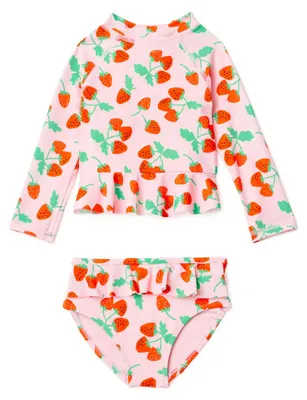 Produktbild von A. Essentials Baby - Mädchen Langarm-Rashguard-Schwimmset Mit Rüschen, Rosa Toma