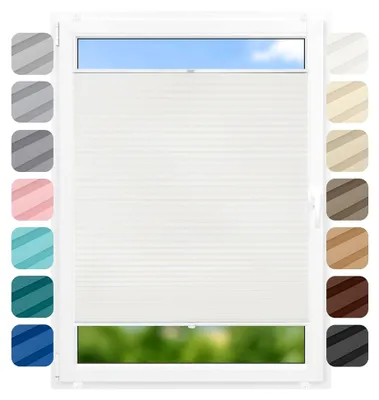 Produktbild von Plissee ohne Bohren Klemmfix 130x120 cm - Fenster Plisseerollo mit Oben-Unten Funktion - Plissees für Sonnenschutz und Sichtschutz - Einfache Montage - Snowy White, Weiß