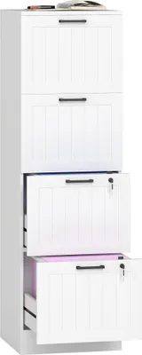 Produktbild von Bš¹roschrank, Holzschrank mit 4 Schubladen und Schloss, verstellbare Kleiderstangen, 40 x 40 x 131 cm, wei?