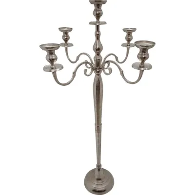 Produktbild von Kerzenständer Kerzenhalter Brush silber 144cm 5-armig