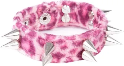 Productafbeelding van Armband met nagels - Luipaardprint, roze, met twee rijen