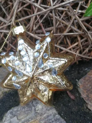 Produktbild von Christbaumkugel Stern Glitta, Gold mit Straßdeko oben