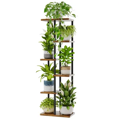 Produktbild von Bamworld Großes Innenpflanzenständer, 6 Stufen, Metallpflanzenregal, Pflanzenhalter, Pflanzenregal für mehrere Pflanzen, Töpfe für Terrasse, Garten