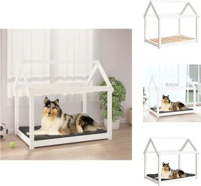 Zdjęcie produktu dla vidaXL Legowisko dla psa białe 101x70x90 cm lite drewno sosnowe - Legowiska dla psów