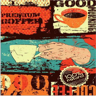 Produktbild von MuchoWow® Poster Kaffee - Collage - Vintage 50x50 cm - Wohnzimmerdekoration