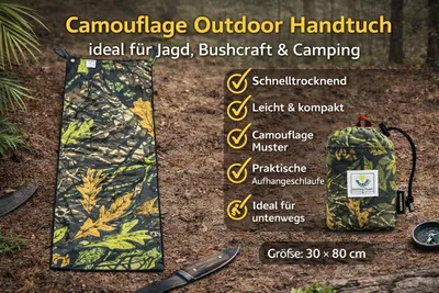 Produktbild von 4Monster Outdoor-Handtuch Camouflage 30×80 cm – Mikrofaser, schnell trocknend – für Jagd, Bushcraft & Camping