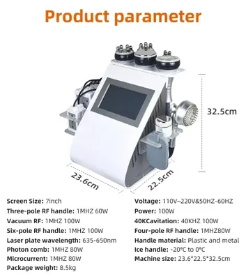 Produktbild von Kavitationsgerät - 9-in-1 Körpermassagegerät - Fettverbrennung - Hautstraffung - Handgerät - ABS - 220–240 V EU-Stecker