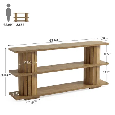 Produktbild von Tribesigns Konsolentisch mit Stauraum, 160 cm lang, schmal, mit 3 Ablagen für Wohnzimmer, Flur oder Eingangsbereich