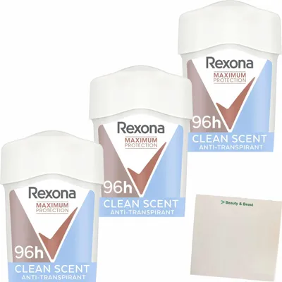 Produktbild von Rexona Women Deostick Maximum Protection Clean Scent gegen Achselnässe 3er Pack (3x45ml Packung) + usy Block