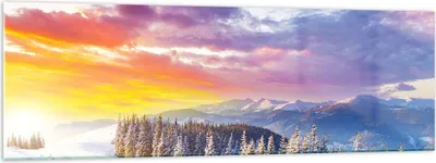 Produktbild von Bilder auf glas - Berge Schnee Winter - 160x50cm - Glasbilder - Wandbilder - Kunstdruck - zum Aufhängen bereit - Wanddekoration aus Glas - Glas Bilder - Wandbild auf Glas - Einteilig - GAB160x50-3605