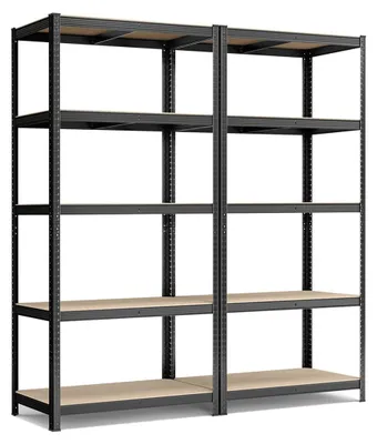 Zdjęcie produktu dla Regały magazynowe, 2-poziomowe – wzmocniona konstrukcja stalowa – regulowane półki – wymiary: 200 x 100 x 50 cm