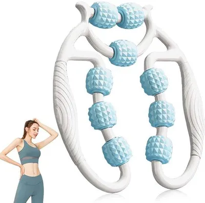 Image de Rouleau de massage anticellulite avec 9 rouleaux - Anti-cellulite - Massage pour les peaux irritées - Amélioration de la circulation sanguine - Rouleau de massage pour les jambes - Massage anticellulite - Rouleau de massage avec 9 rouleaux